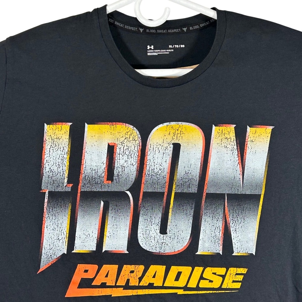 Under Armour Project Rock Iron Paradise T-Shirt Mens XL Black Graphic Tee